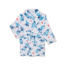 Lilo and Stitch Girl's White Character and Heart Print Fleece Bathrobe, Size 4/5