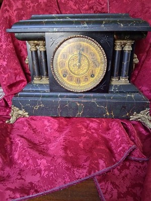 Antique Mantle Clock with Key Functional Gilbert & Sons