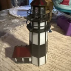 Tiffany Style Stained Glass Lighthouse Lamp 8” Vintage Nautical Coastal  No Cord