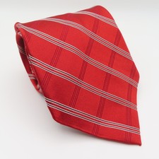 Roberto Villini Tie Silk Red White Striped 3.75" Wide 58" Long