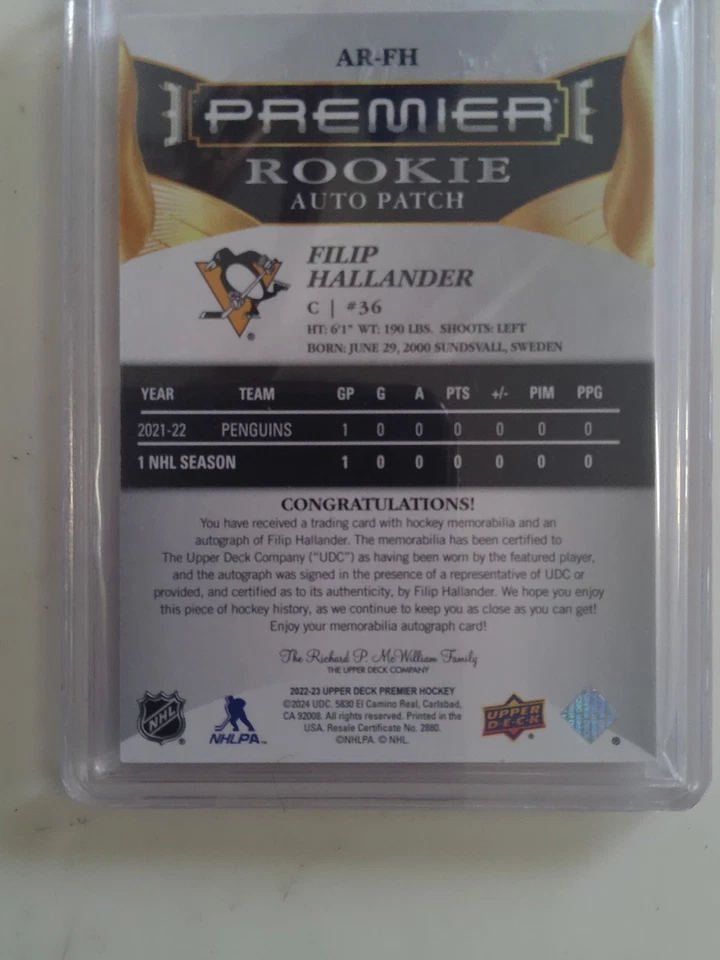 2024 UD PREMIER#AR-FH FILIP HALLANDER - Image 2 of 2