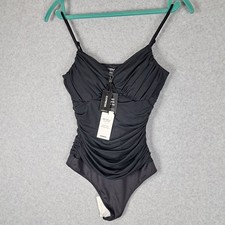 EXPRESS Body Contour Ruched One Piece Compression Body Suit NWT Size S Black