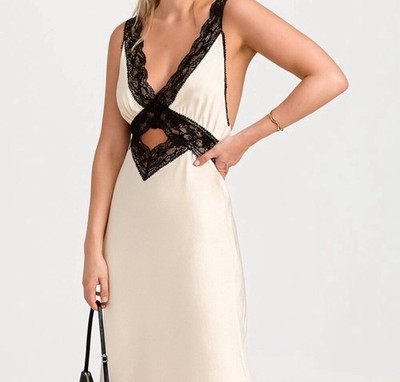 o.p.t. cream Athina Dress With Black Lace Size XS | eBay