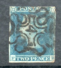 Product Image: 1841 SG14 2d BLUE  WITH No 12 in MALTESE CROSS VERY FINE USED (FB) cat £700