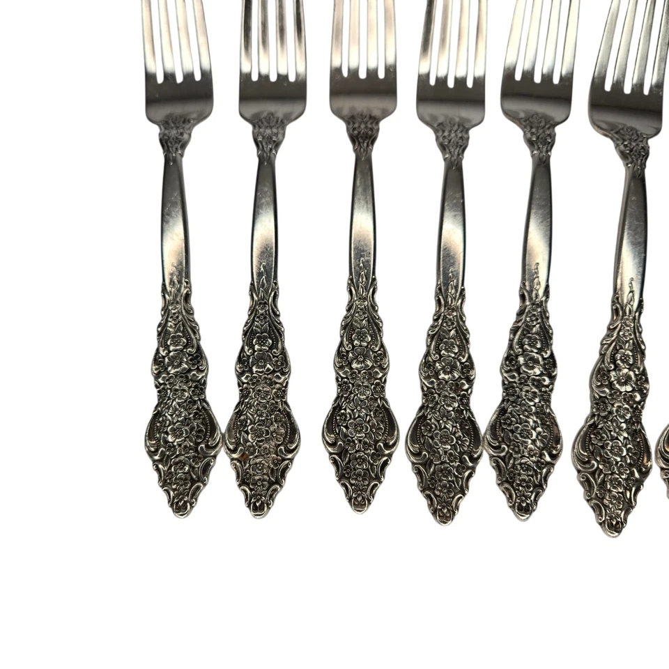  Juego de 8 tenedores de cena Rogers Bros plateados RENACENCE principios de los años 70  Foto 3 de 4