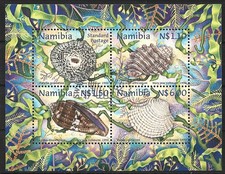 Namibia - Weichtiere des Meeres Block 39 gestempelt 1998 Mi. 942-945