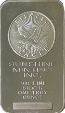 Sunshine Minting 1oz .999 Silver Bar (Sigma Verified) 94.30 per troy oz