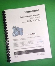 Owners Manual for Panasonic DMC-LX100 Camera 104 Pages W/Clear Covers 