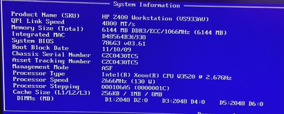 HP Z400 WORKSTATION - XEON W3520 - 6GB RAM - MXRT 5200 - NO HDD (OFFERS OK) - Image 2 of 4