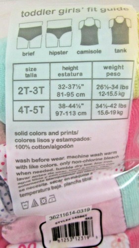 NEW Lot of 9 Toddler Girls size 2T-3T Cotton Briefs By Wonder Nation - Picture 3 of 3