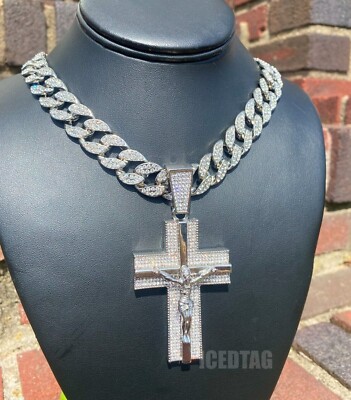 Iced Hip Hop Gold Plated Alloy Large Jesus Cross Cubic Iced Hip Hop Gold Plated Alloy Large Jesus Cross Cubic