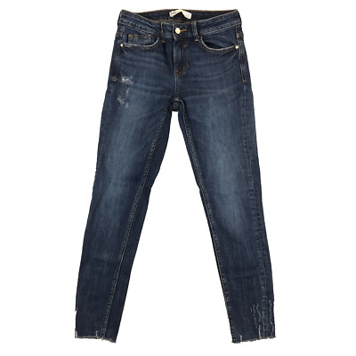 Zara Jeans Blue Womens 4 Distressed Skinny #Z1975 Medium Wash Denim