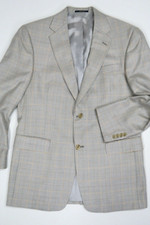 HART SCHAFFNER MARX Gold Trumpeter Plaid Sport Coat 40R 2 button Blazer Jacket