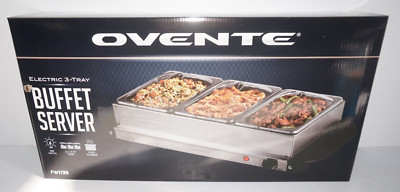 Ovente Electric 3 Tray Buffet Server 3x 1.5qt Pans Food Warmer FW173S