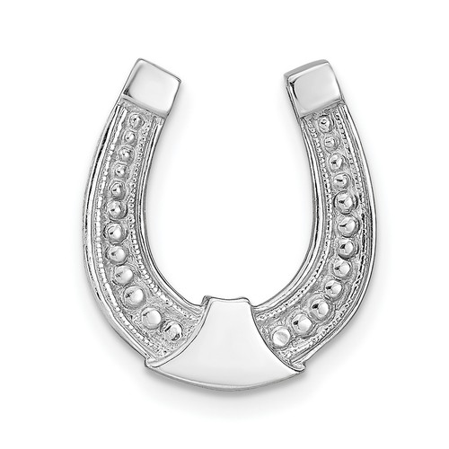 Horseshoe Chain Slide Charm In Real 14k White Gold