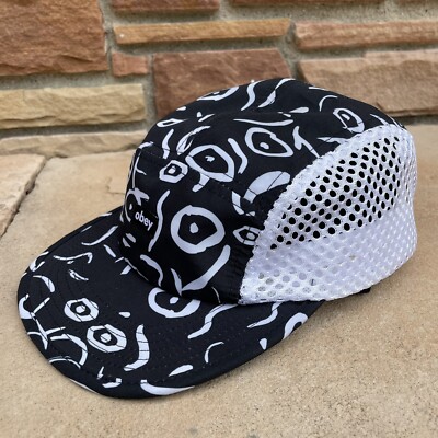 Obey Giant Trucker Black White Logo Rope Net Detail Snapback Men's Hat Messenger