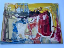 MID CENTURY ABSTRACT PAINTING LARGE MODERNIST PORTRAIT EXPRESSIONISM CUBISM 48"