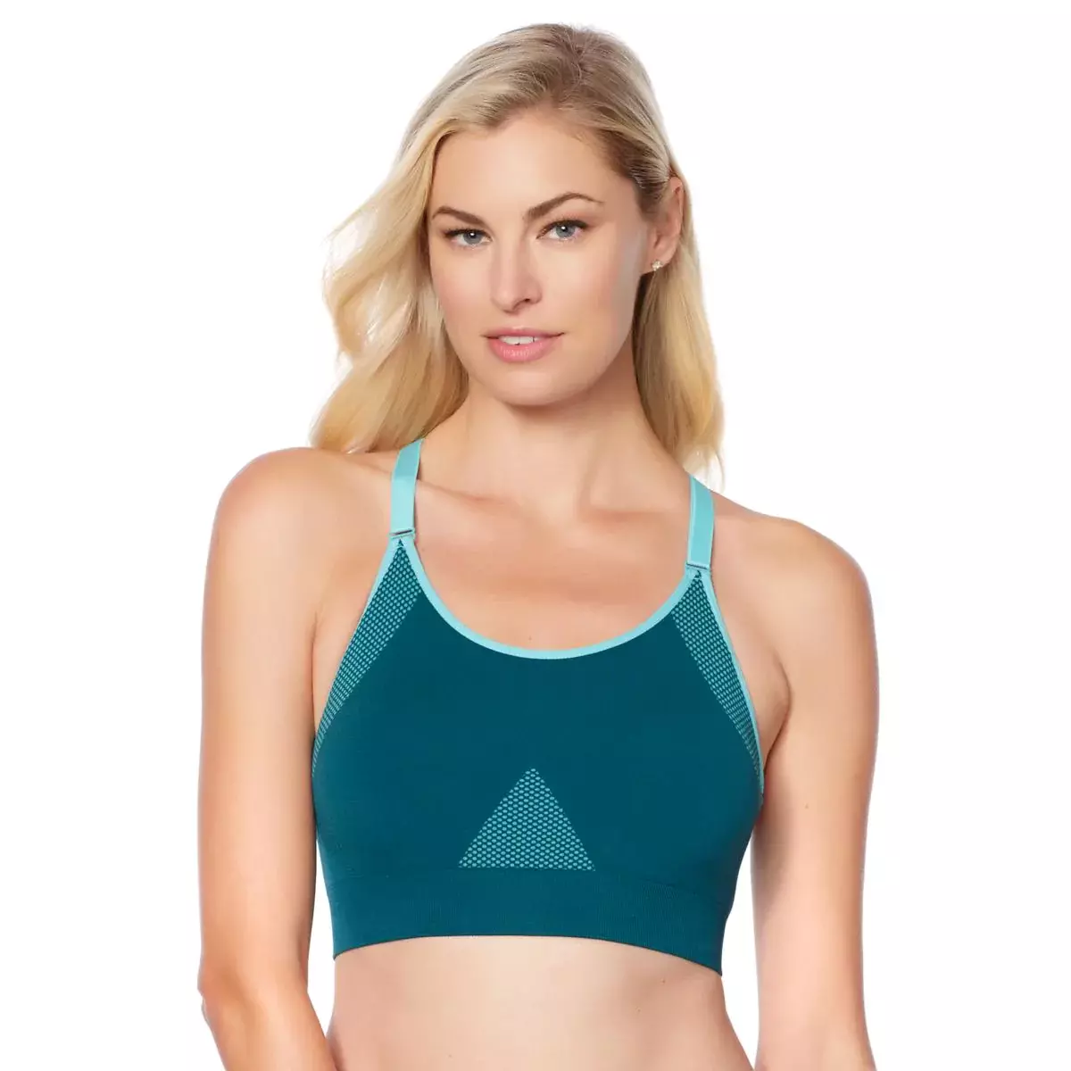 Copper Fit™ Sports Bra with Adjustable Straps, Teal, Large