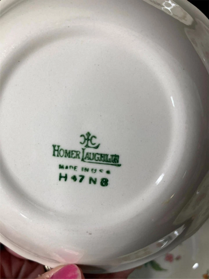 5) CUENCOS DE POSTRE HOMER LAUGHLIN H47N8 ROSA FLORAL BUEN ESTADO Foto 4 de 4