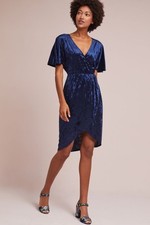 NWT ANTHROPOLOGIE VELVET PLISSE DRESS- SIZE XSP