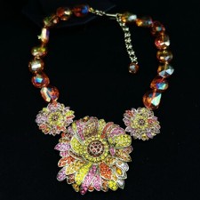 Medieval exaggerated flower Rhine glass crystal necklace
