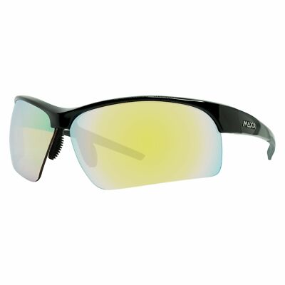 Maxx Stingray HD Sport Golf Sunglasses Black TR90 Frame with Yellow Mirror Lens