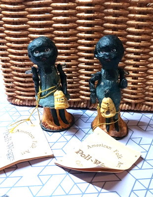 RARE PoliWoggs American Folk Art BLACK GIRL BOY Critchfield Fortunato Poli-woggs