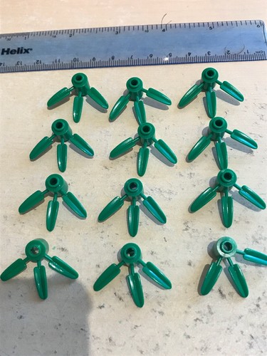 Lego Garten PFLANZEN 12 x Pflanzenstein, rund 1 x 1 mit 3 Bambusblättern - GRÜN