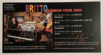 Romero Britto signiert original Einladung Karte Unterschrift Autogramm signed