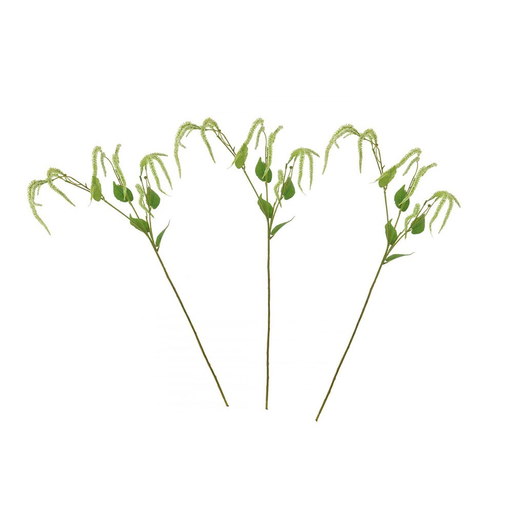 Pack of 3 Artificial Catkin and Leaf Sprays 69cm/27 Inch White Green