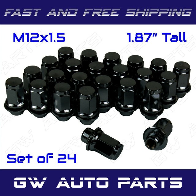 24 PC OEM Mag Lug Nuts M12x1.5 Black 1.87" LONG Fits Toyota 4Runner