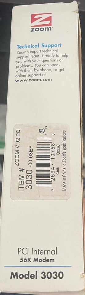 ZOOM 3030 56K  Modem  V.92/V.90 PCI INTERNAL Dialup Modem - Image 3 of 4