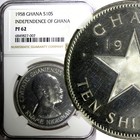 Ghana Silver Proof 1958 10 Shillings NGC PF62 Mintage-11,000 Independence KM# 7