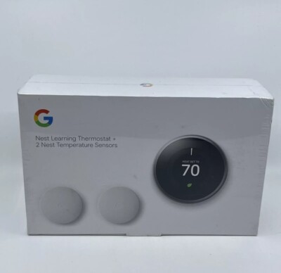 Google Nest Learning Thermostat with 2 Temperature Sensors BH1252 - New Sealed!