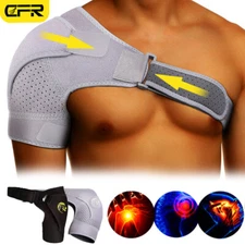 Left/Right Shoulder Brace Rotator Cuff Support Relief Pain Adjustable Belt Gray
