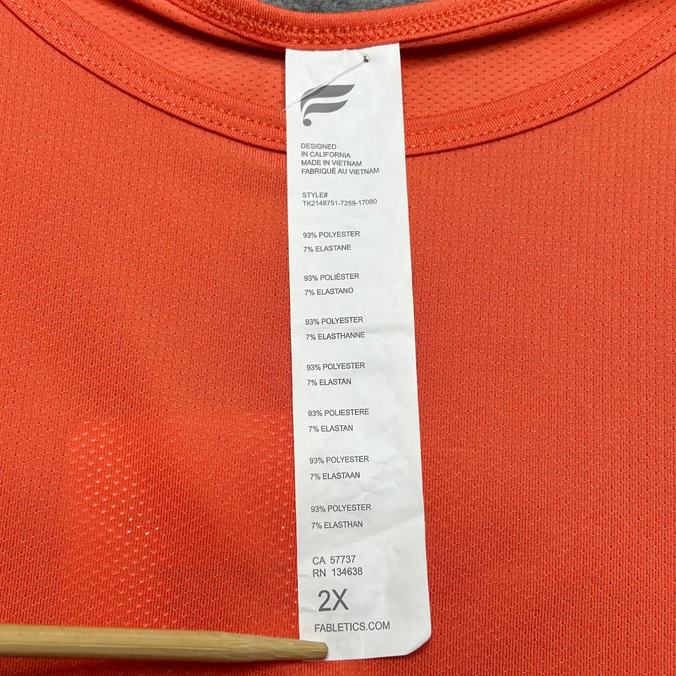 Fabletics Tank Top Womens 2X Orange Teagan Mesh Flowy Yoga Run Comfy Athleisure - Image 2 of 4