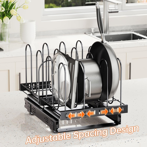 Pots and Pans Organizer for under Cabinet, Pull Out Pan Organizers inside Cabine - 第 4/6 張圖片