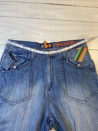 Akademiks Blue Jean Shorts Mens 38 Street Baggy Hip Hop Big Groovy Pockets Vtg - Picture 6 of 15