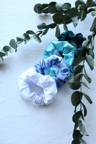 Set of 4 silk hair scrunchies Large blue scrunchies for bulk hair Womans  hair | eBay