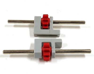 Vintage Fischertechnik 38201 Bracket with Axle 80   Gray Red   2pcs   1975