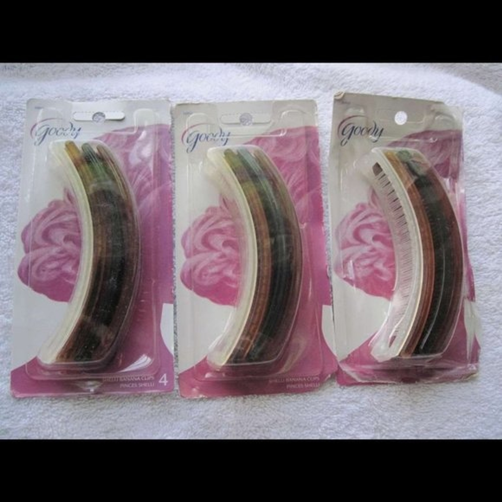 4 Goody 4.5" Plastic Shelli Banana Clips Hair Updo Frosted Black Brown
