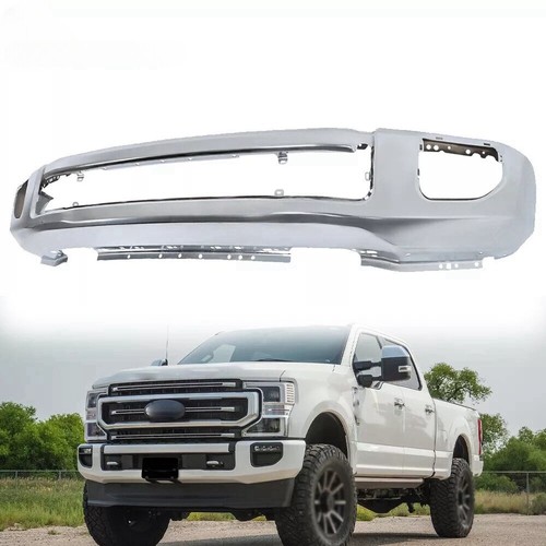 Steel For 2020-2022 Ford F250 F350 Chrome Front Bumper Face Bar w/ Fog 1-Piece