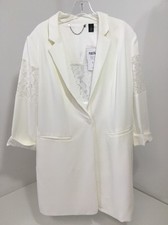 CHICO'S BLACK LABEL LACE INSET BLAZER JACKET COLOR ANTIQUE WHITE SIZE 1 NWT