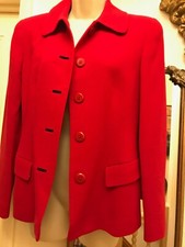 Red Episode Pure Wool Jacket Lined In Pure Silk, Size Uk6