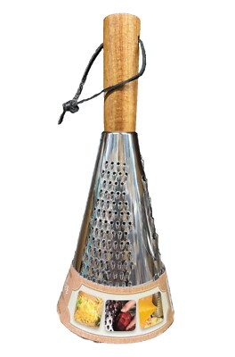 Große konische Reibe mit Holzgriff glatt und effizient Edelstahl.