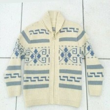 Vtg 60s 70s PENDLETON BIG LEBOWSKI DUDE Wool Sweater Zip Up Cardigan Workwear