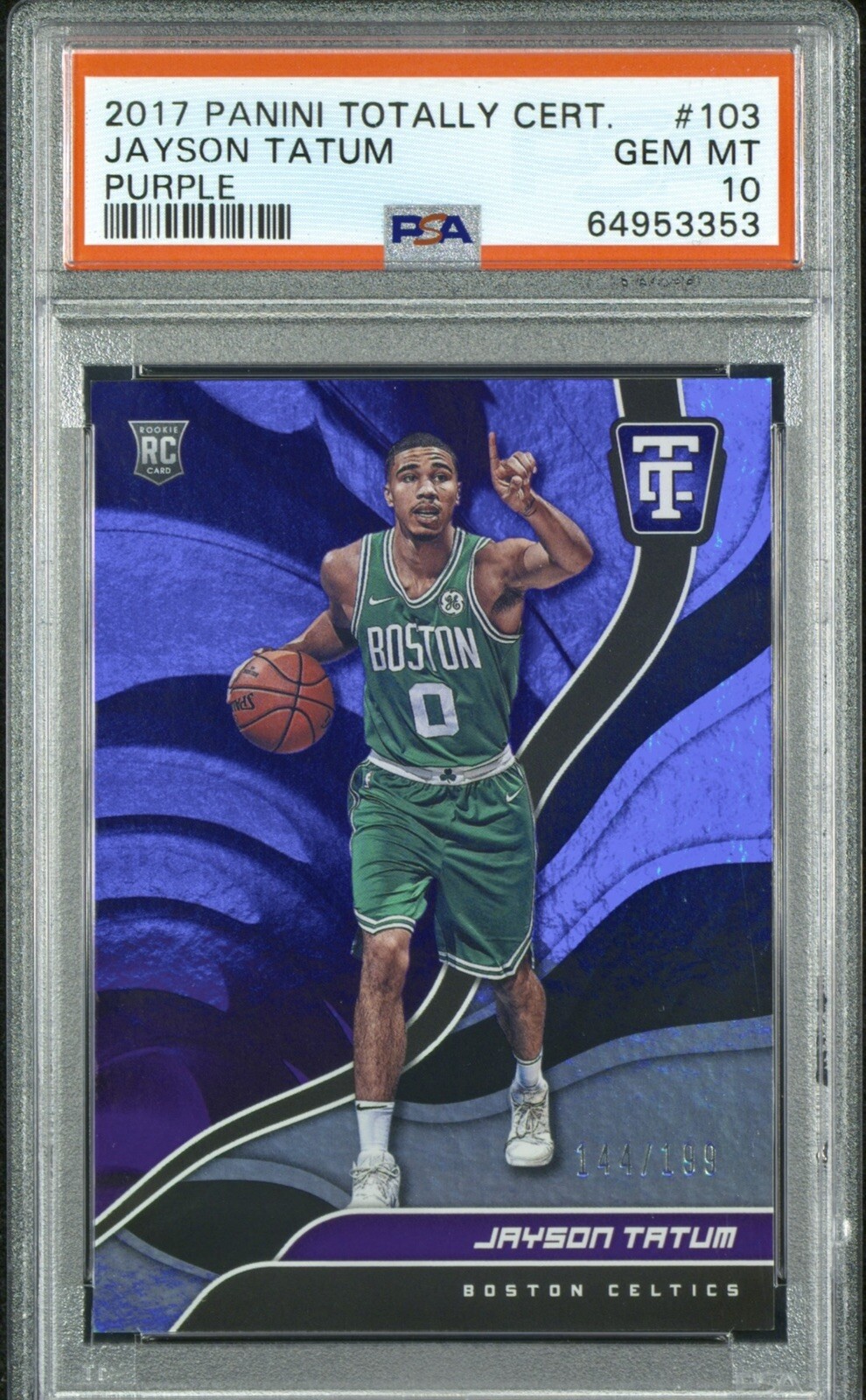 2017-18 Panini Totally Certified Jayson Tatum /199 Purple Rookie PSA 10 Gem Mint