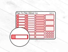 2227-3 Red Mixed Labels Boxes Planner Stickers.