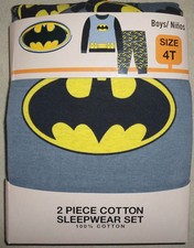 Boys Batman Long Sleeve 2 Piece Cotton Sleepwear Set Size 4