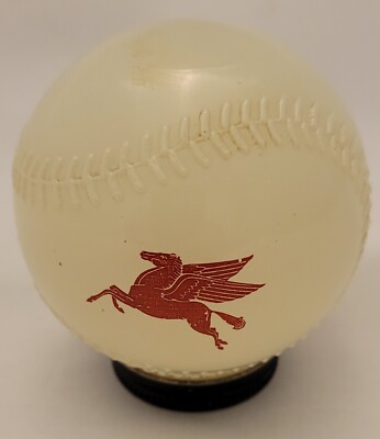 Vintage Mobil Oil Flying Pegasus & Detroit Tigers Logo Glass Baseball Coin Bank